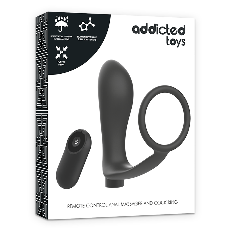 Anillo Peneano con Plug Anal y Mando a Distancia Recargable - Addicted Toys