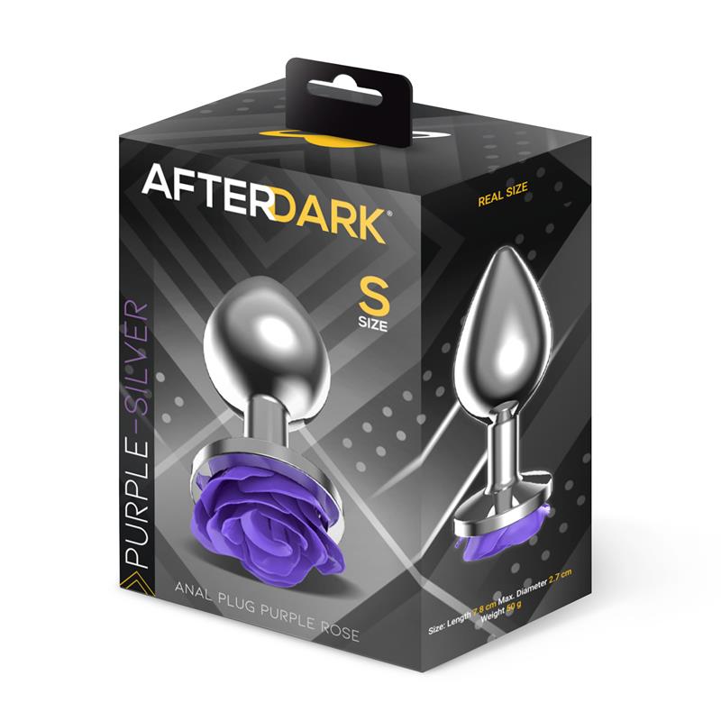Plug Anal de Metal con Rosa Púrpura en la Base Talla S