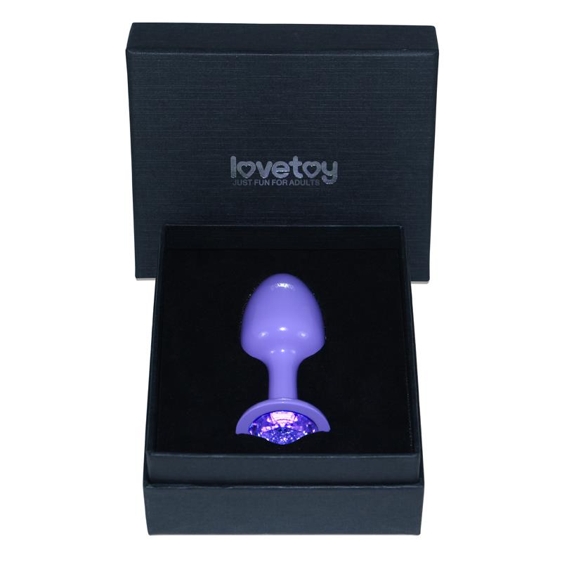 Plug Anal de Metal Púrpura Rosebud con Joya Azul
