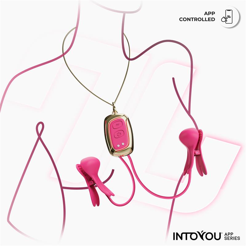 Tickly Pinzas para Pezones con Vibración, Control y Collar con APP