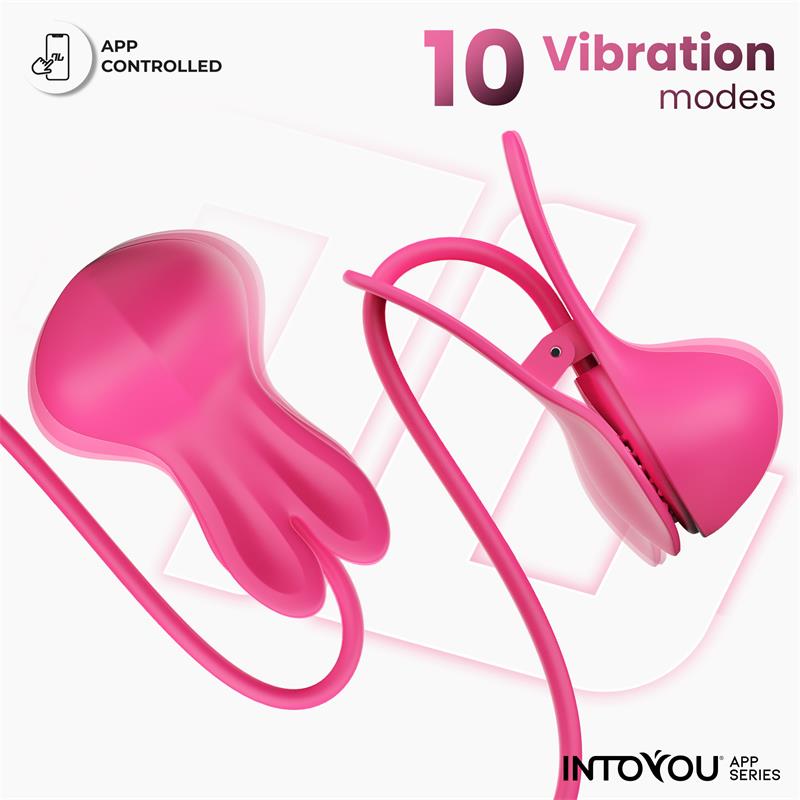 Tickly Pinzas para Pezones con Vibración, Control y Collar con APP