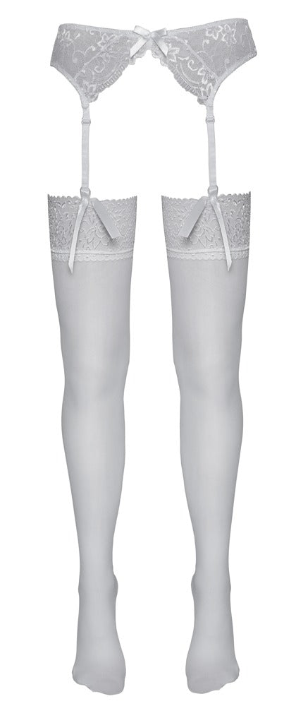 Stockings White 2 Cottelli - Medias Blancas con Encaje Floral