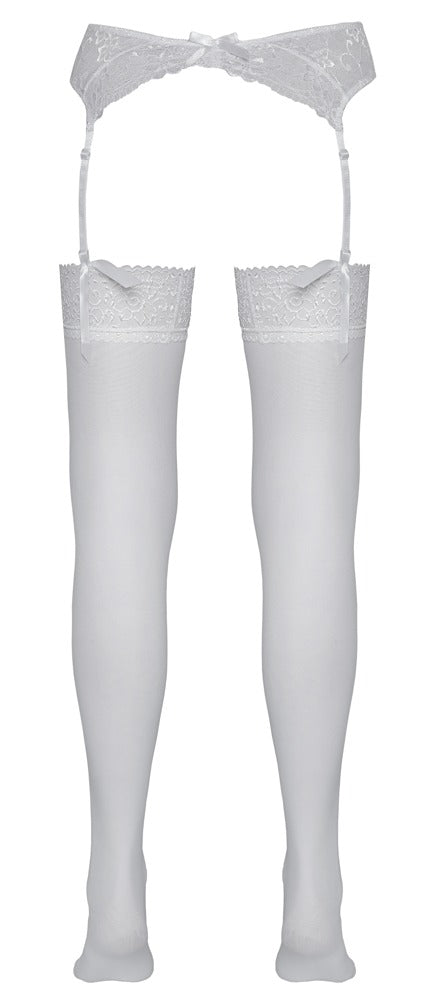 Stockings White 2 Cottelli - Medias Blancas con Encaje Floral
