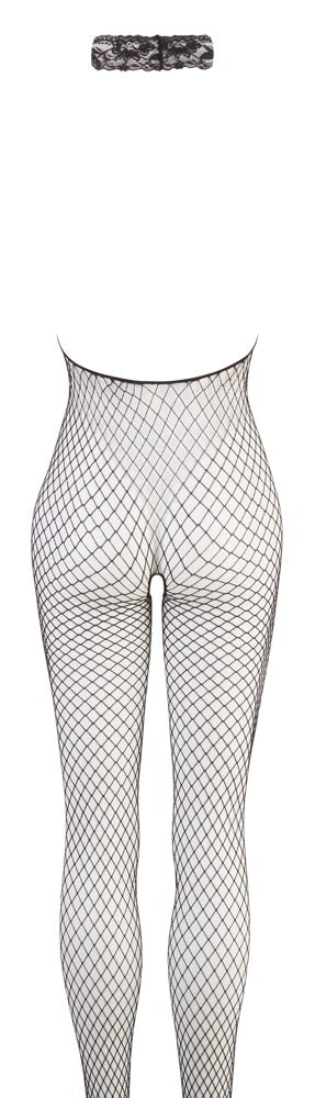 Net Catsuit Black M/L - Malla Transparente con Cuello de Encaje
