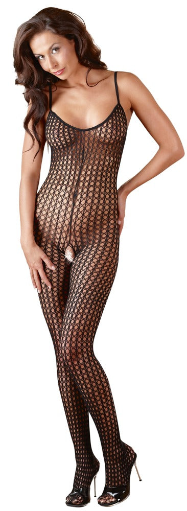 Catsuit Negro M/L No:Xqse - Body Fishnet Entrepierna Abierta