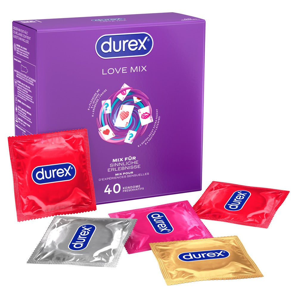 Durex Love Mix Pack 40 - Preservativos Variados con 5 Texturas y Sabores