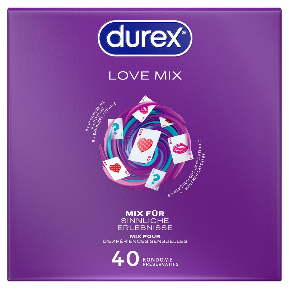 Durex Love Mix Pack 40 - Preservativos Variados con 5 Texturas y Sabores