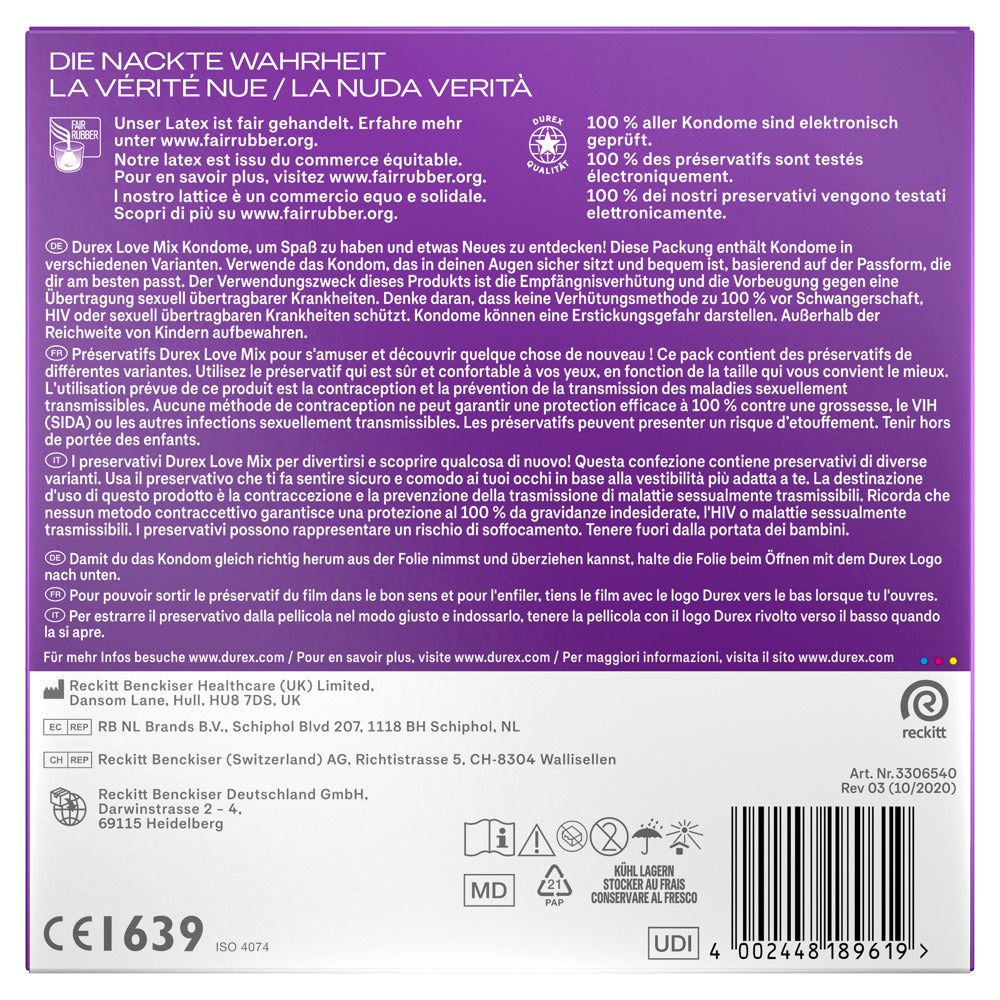 Durex Love Mix Pack 40 - Preservativos Variados con 5 Texturas y Sabores