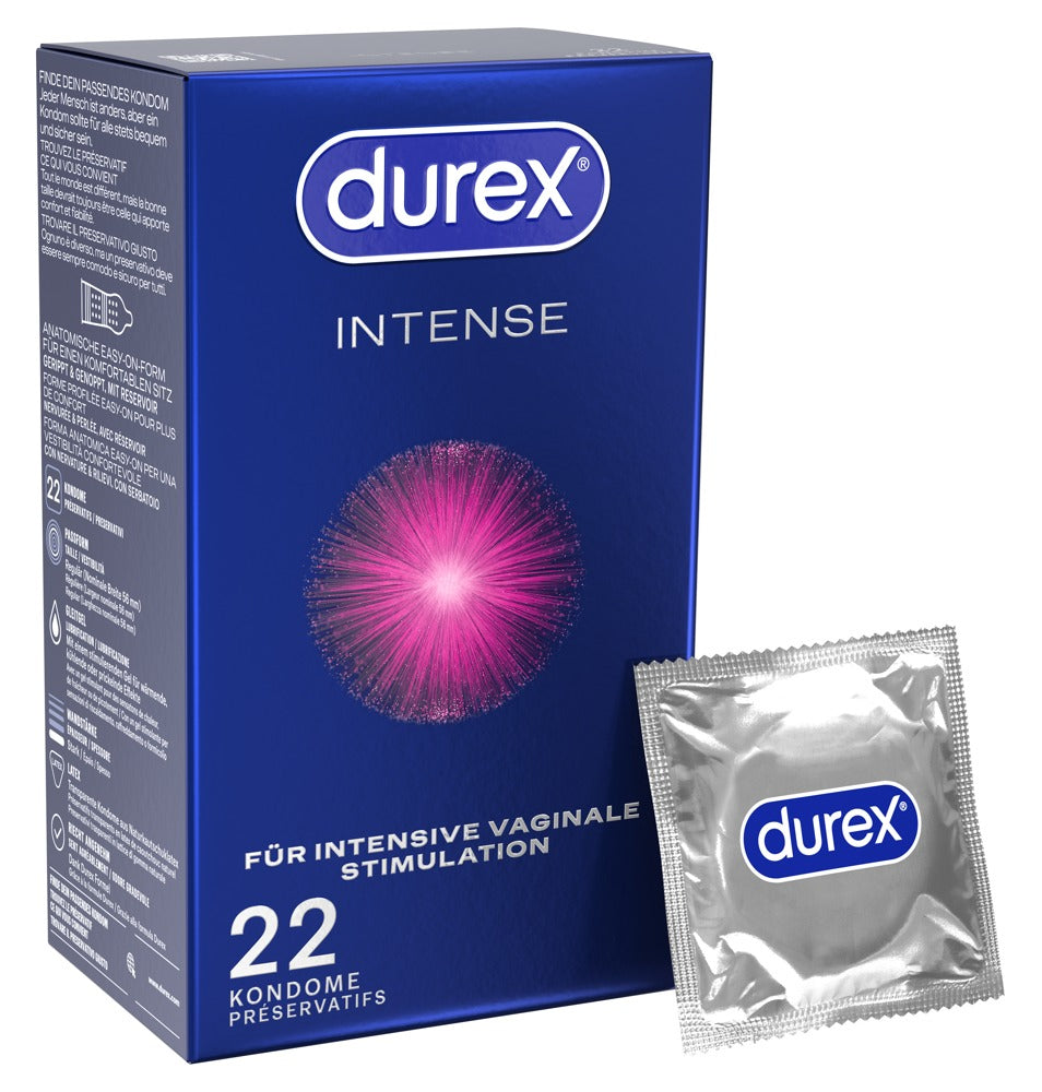 Durex Intense Orgasmic x22 - Preservativos con Estrías y Gel Estimulante