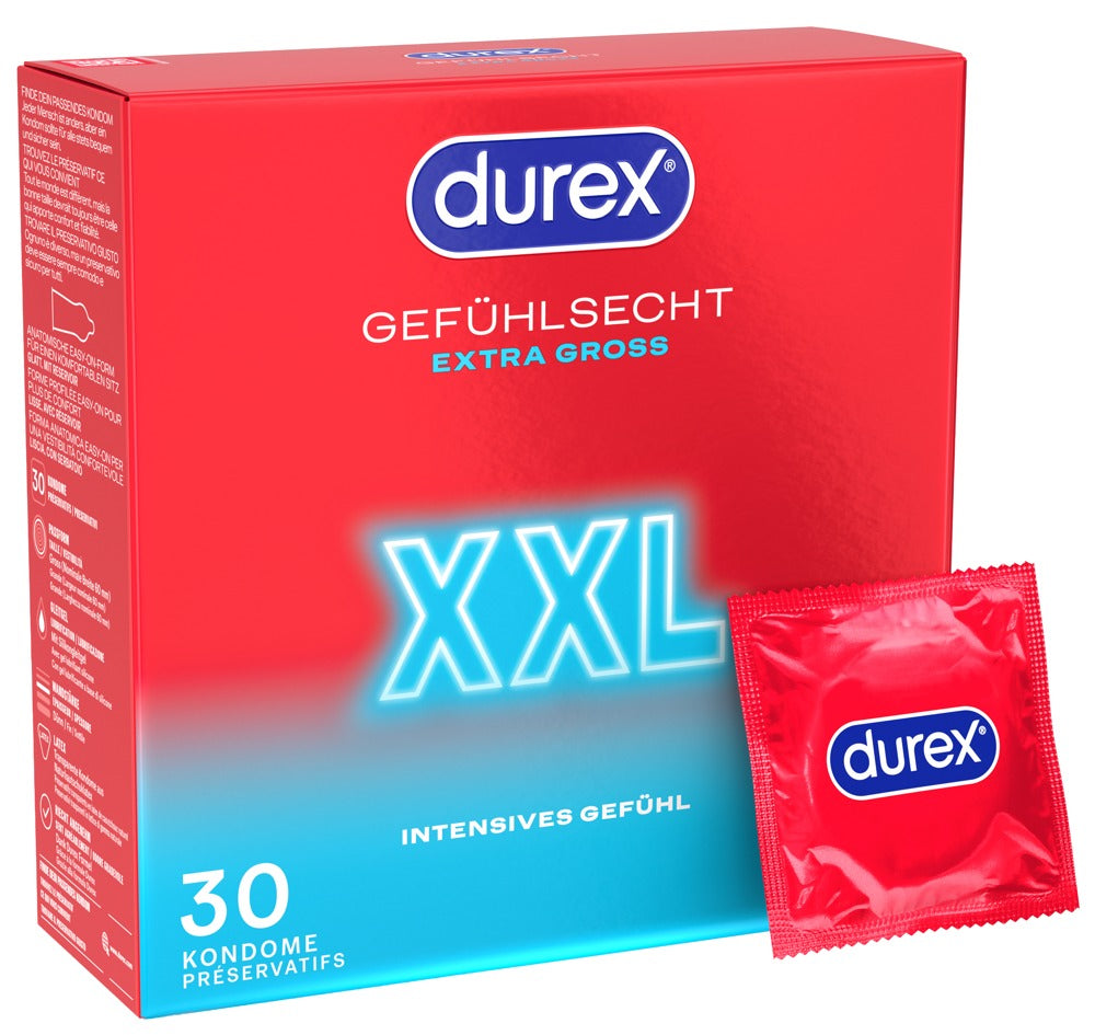 Durex Gefühlsecht XXL Extra Large - Preservativos Ultra Delgados (10 unidades)
