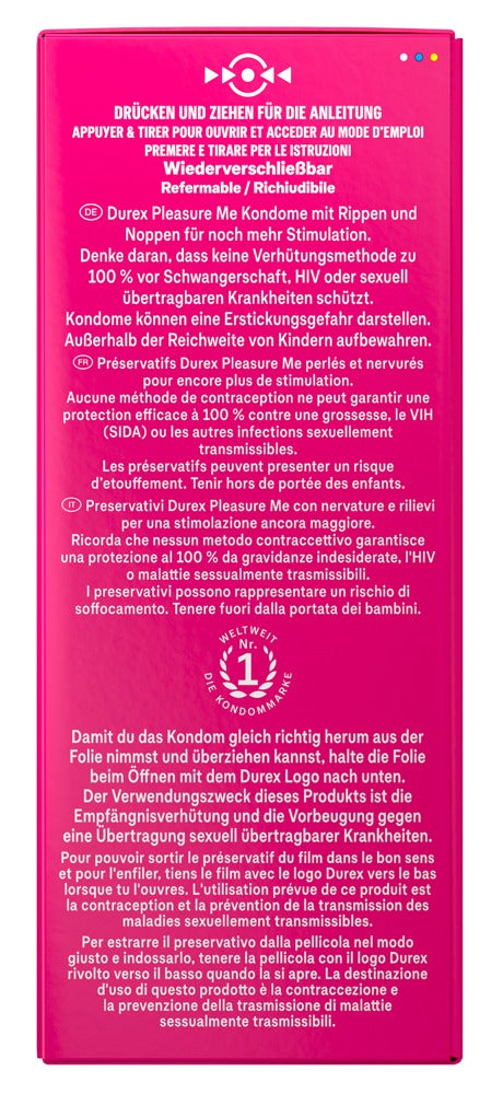 Durex Pleasure Me x40 - Preservativos de Látex con Protuberancias y Estrías