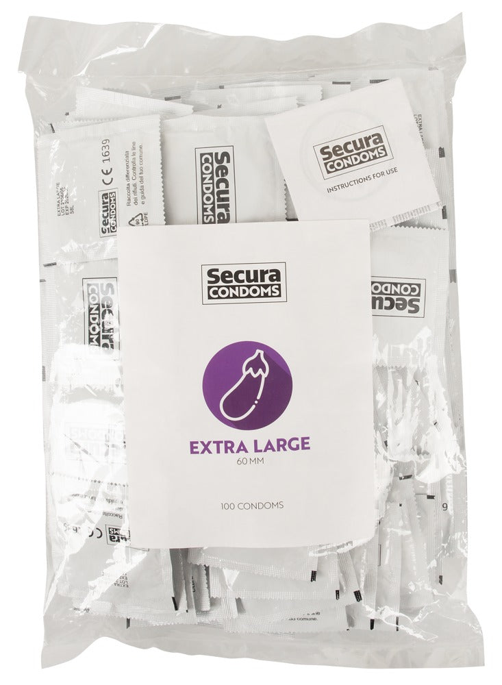 Secura Extra Large 100 pcs - Preservativos XL con Recubrimiento Hidratante