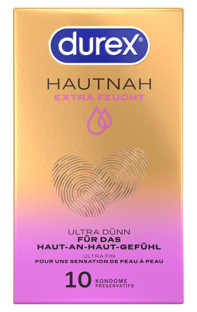 Durex Hautnah Extra Feucht x10 - Preservativos ultrafinos con lubricante de silicona