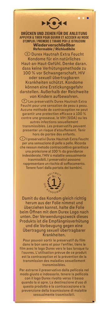 Durex Hautnah Extra Feucht x10 - Preservativos ultrafinos con lubricante de silicona