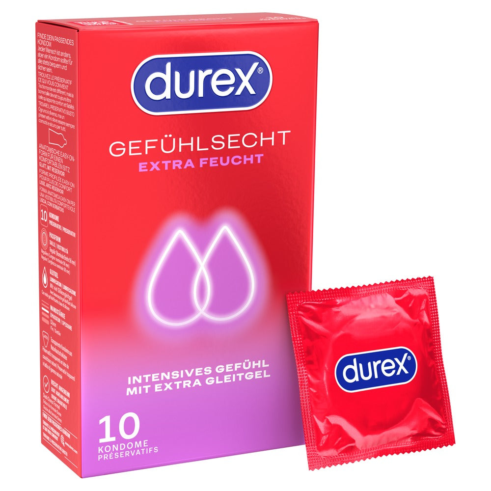 Durex Gefühlsecht Xtrafeucht - Preservativos Extra Lubricados 10 unidades