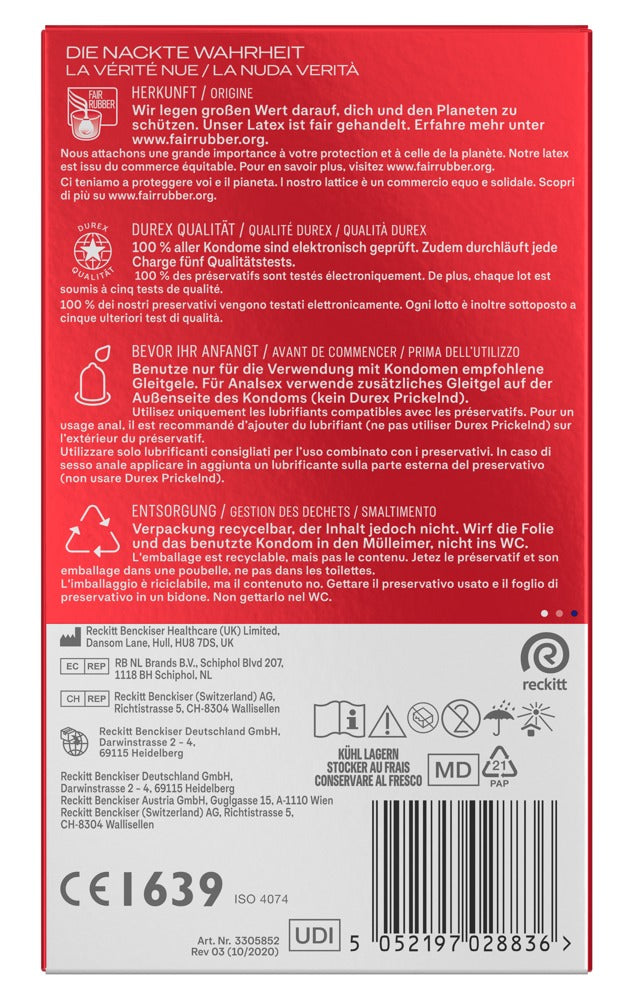 Durex Gefühlsecht Xtrafeucht - Preservativos Extra Lubricados 10 unidades