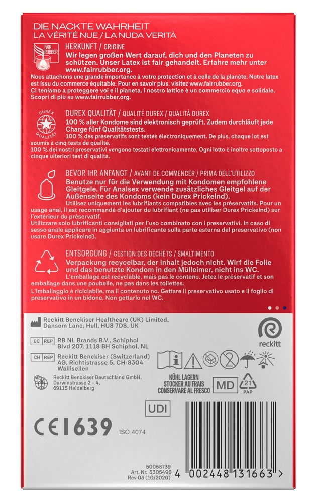 Durex Gefühlsecht Ultra Dünn - Preservativos Ultra Finos 10 Unidades