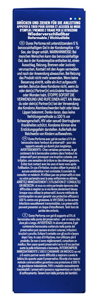 Durex Performa x 10 - Preservativos con Benzocaína para Mayor Duración