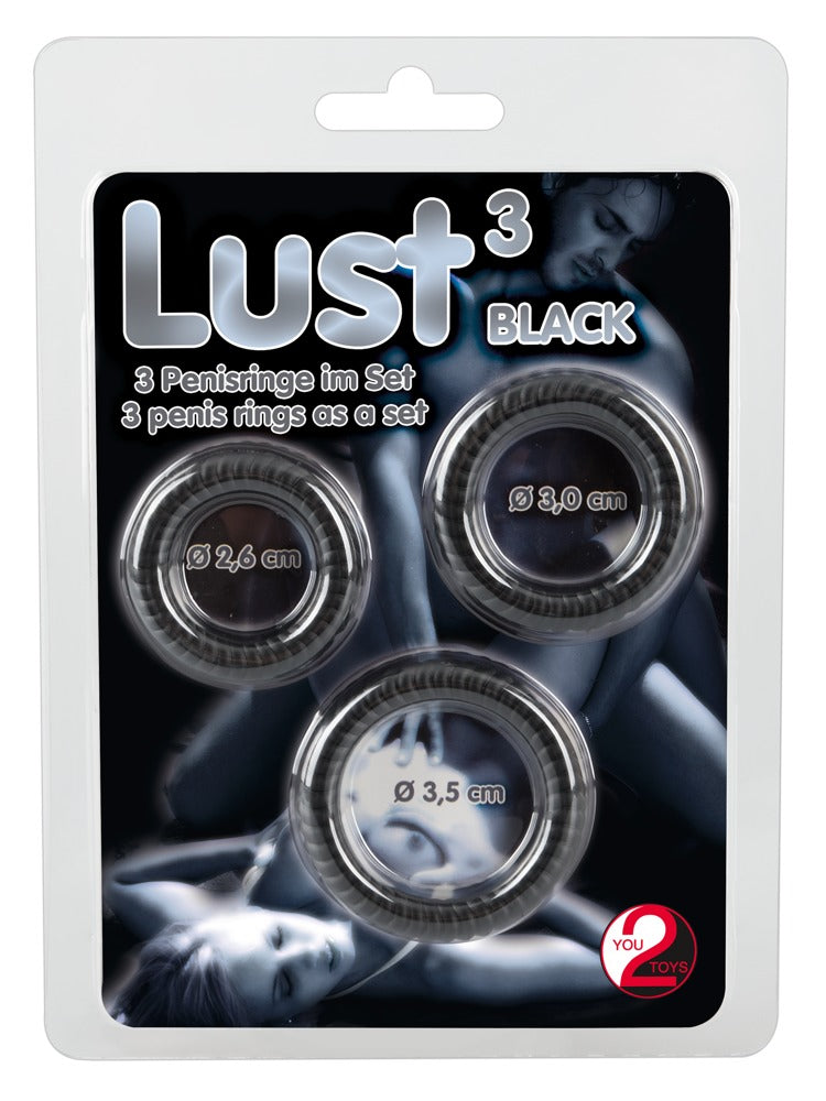 Lust 3 Cock Rings Black - Set de 3 Anillos Estimulantes You2Toys