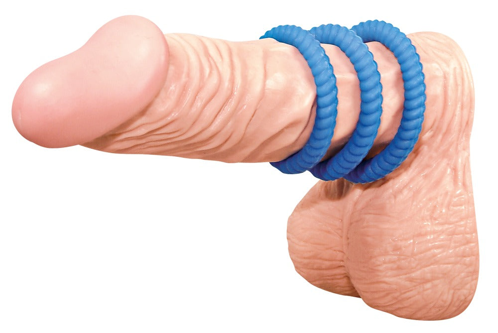 Lust 3 Cock Rings Blue - Set de 3 Anillos de Silicona
