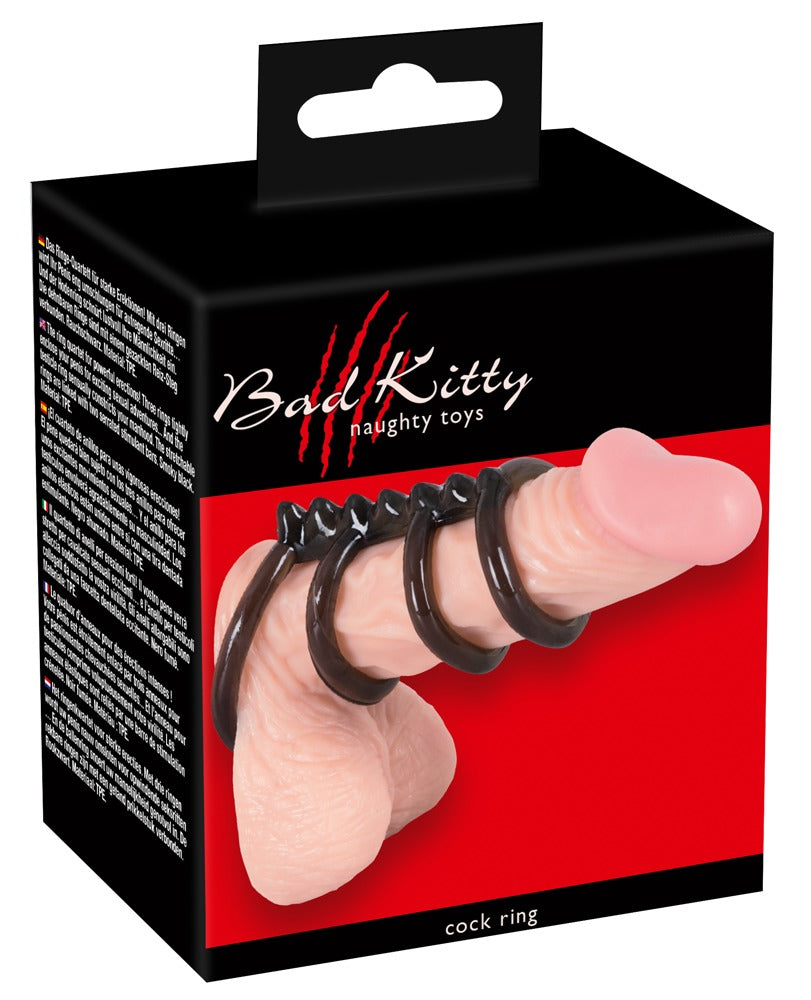 Bad Kitty Ring Quartett - Anillos Pene y Testículos con Estimulador
