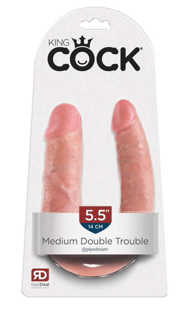 King Cock Double Trouble M - Dildo Doble Realista con Ventosa