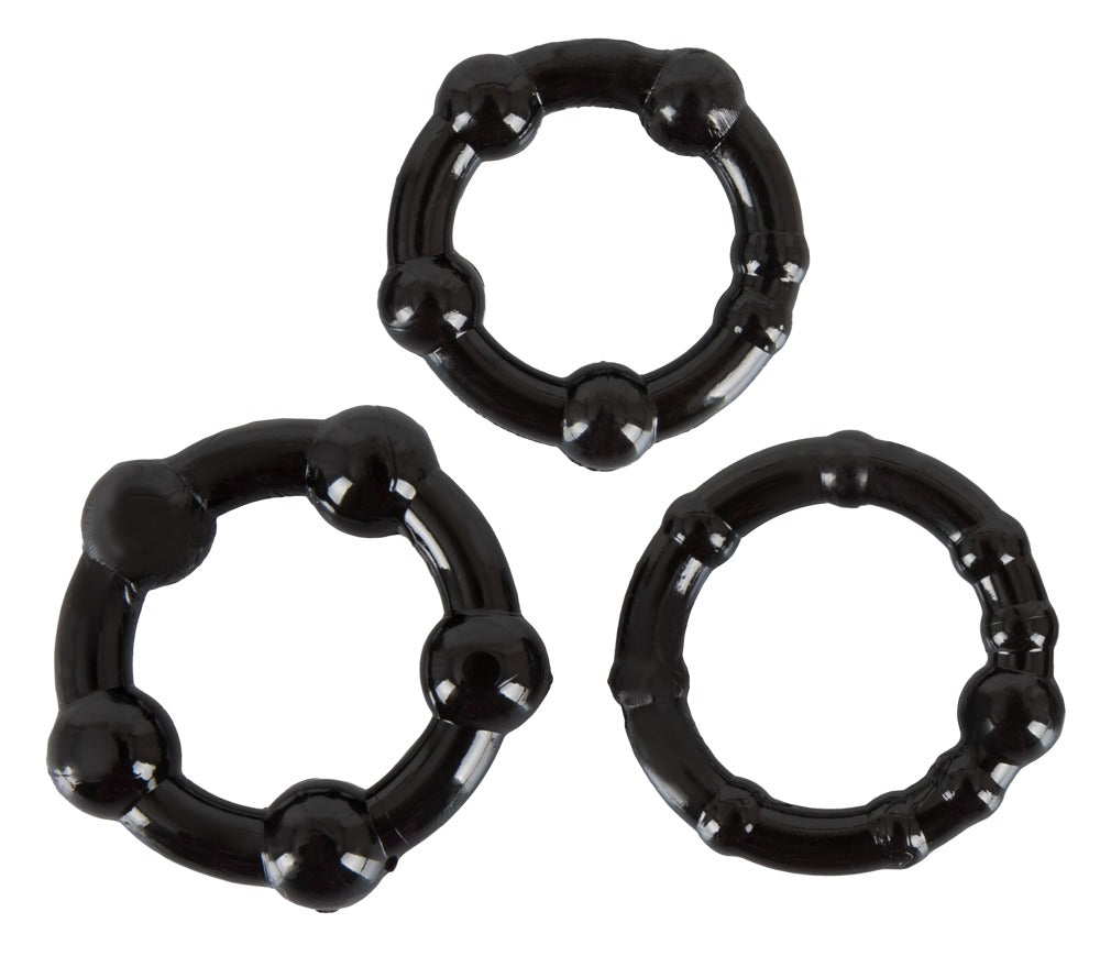You2Toys Get Hard - Set de 3 Anillos Pene Negro con Vibración