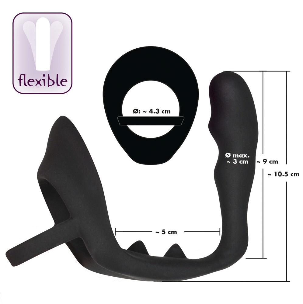 Black Velvets Ring & Plug - Anillo Peneano con Tapón Anal y Puente Perineal