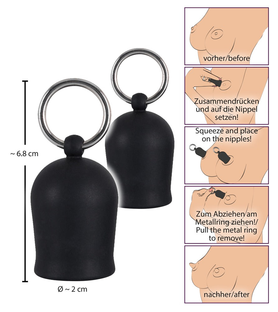 Nipple Suckers Black Velvets - Succionadores de Pezones con Anillo Metálico