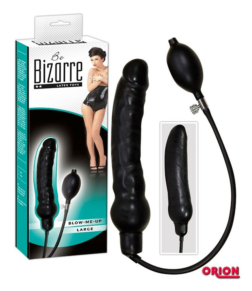 Blow Me Up Latex Dildo Black - Consolador Inflable de Látex Natural