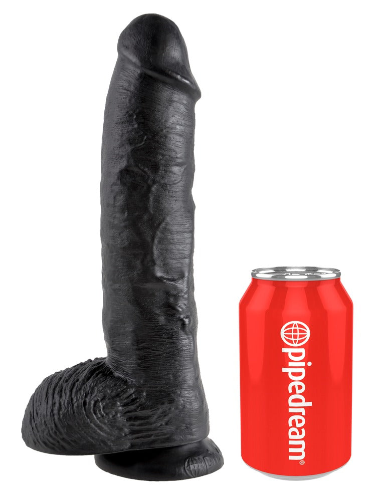King Cock 10 Inch Balls Black - Dildo Realista con Ventosa