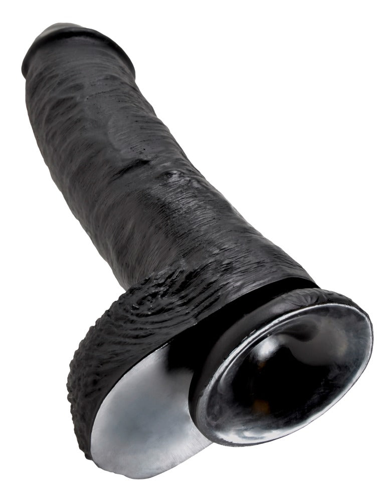 King Cock 10 Inch Balls Black - Dildo Realista con Ventosa