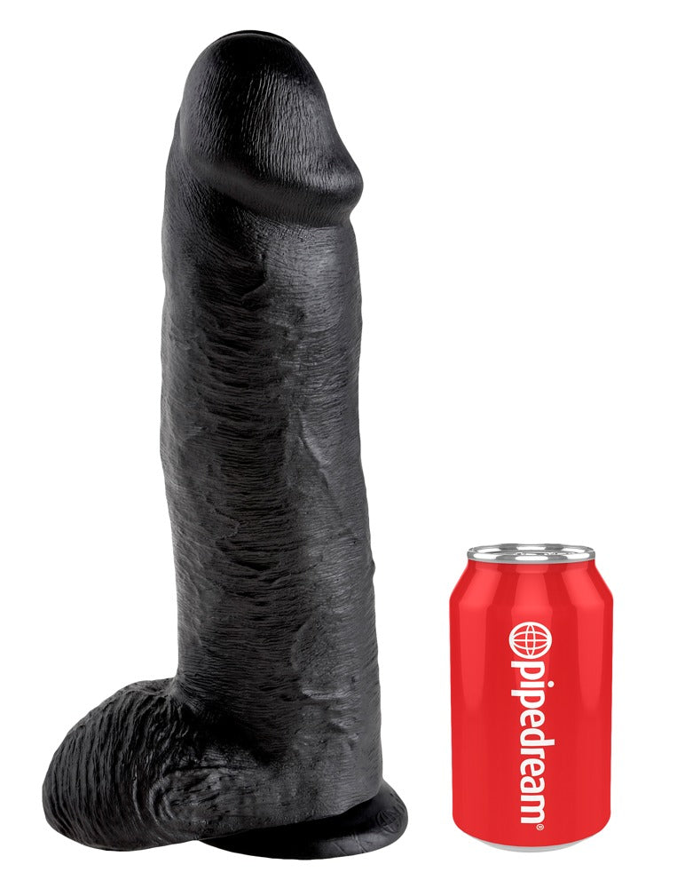 King Cock 12 inch Balls Black - Dildo Realista con Base de Succión