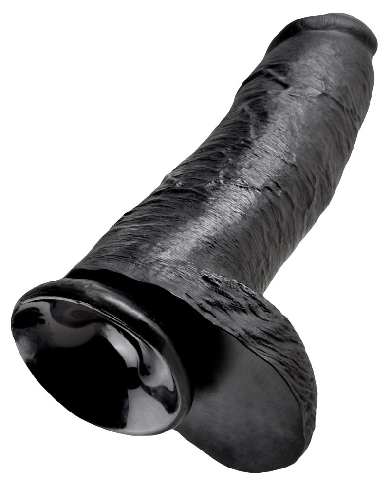 King Cock 12 inch Balls Black - Dildo Realista con Base de Succión