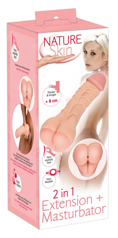 Nature Skin 2in1 Extension+Mas - Masturbador y Extensión de Pene