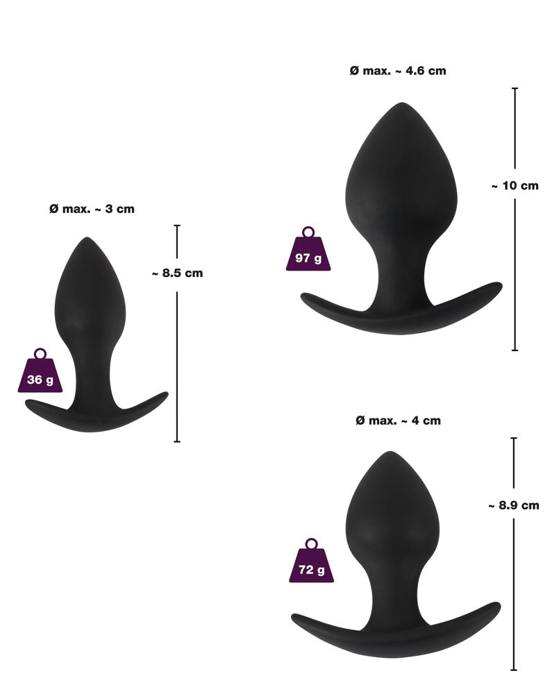 Black Velvets Anal Trainer Set - 3 Plugs de Silicona Progresivos