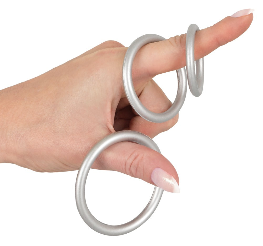 Metallic Silicone Cock Ring Set You2Toys - 3 Anillos de Silicona