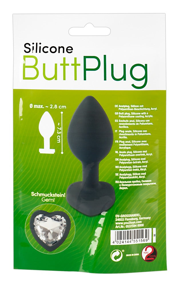 Plug Anal de Silicona You2Toys con Piedra de Cristal en Forma de Corazón