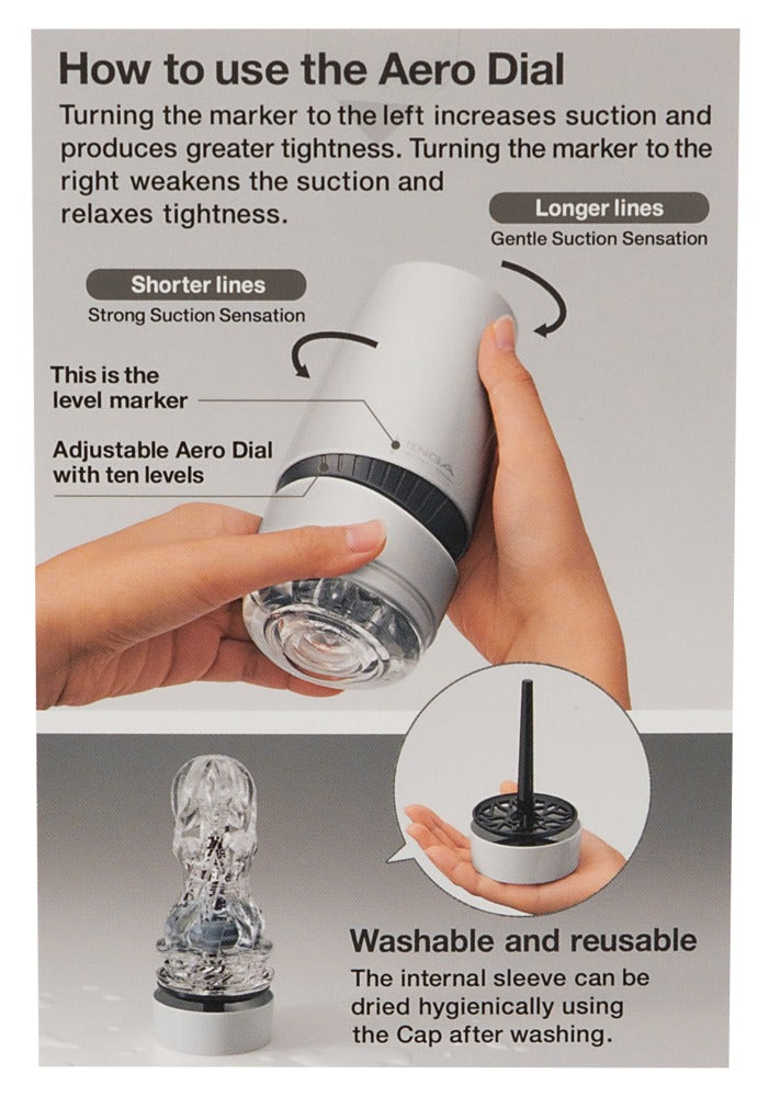 Tenga Aero Silver Ring - Masturbador con 10 Niveles de Succión y Anillo de Silicona