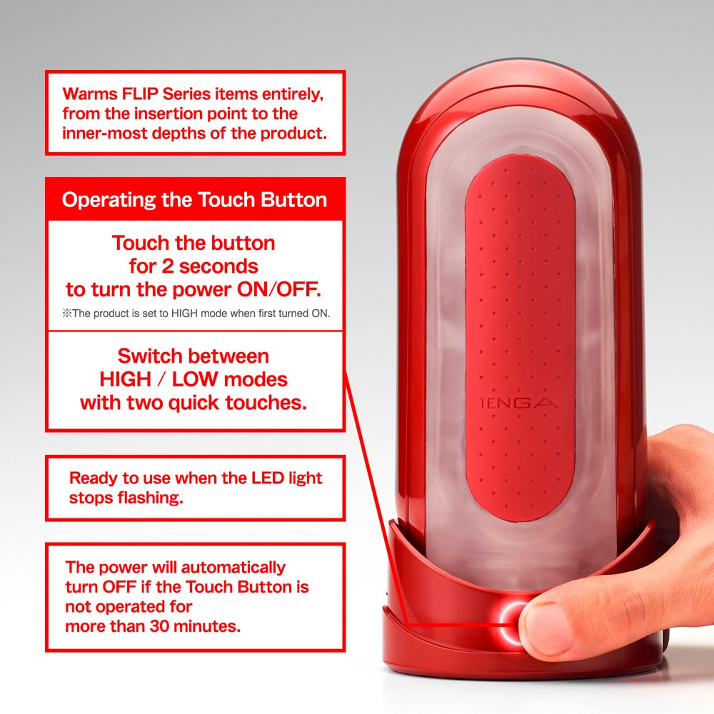 Tenga Flip Zero Red con Calentador - Masturbador Premium con Control de Temperatura