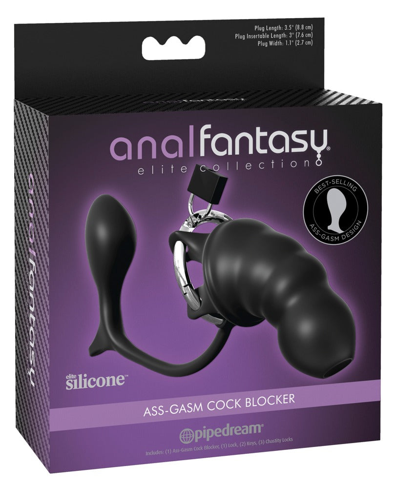 AFE Ass-gasm Cock Blocker - Jaula de Castidad con Tapón Anal