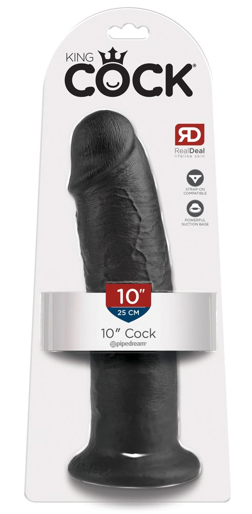 King Cock 10" Dildo Realista Negro - 25,4 cm con Ventosa
