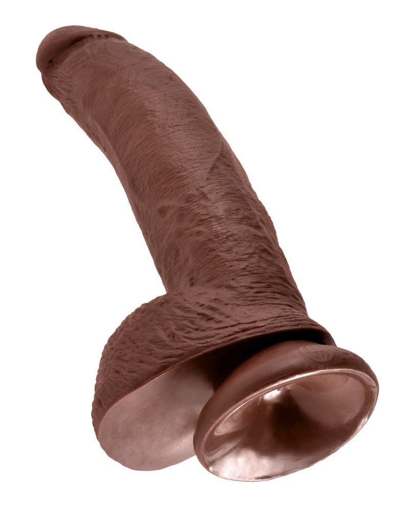 KC 9" Cock with Balls Brown - Dildo Realista con Testículos