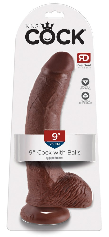 KC 9" Cock with Balls Brown - Dildo Realista con Testículos