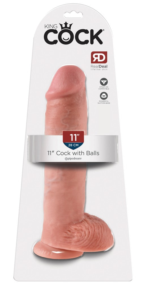 King Cock 11" Dildo Realista con Testículos - Light