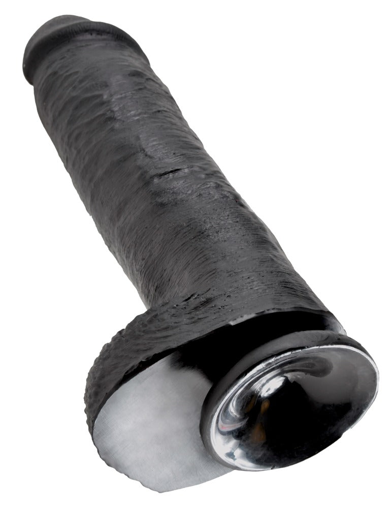 King Cock 11" Dildo Realista Negro con Testículos - 28 cm