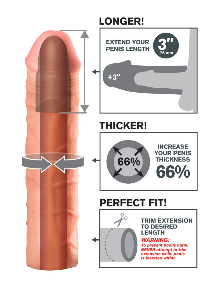 FXT Mega 3" Extension Light - Funda Extensora de Pene Fantasy X-Tensions