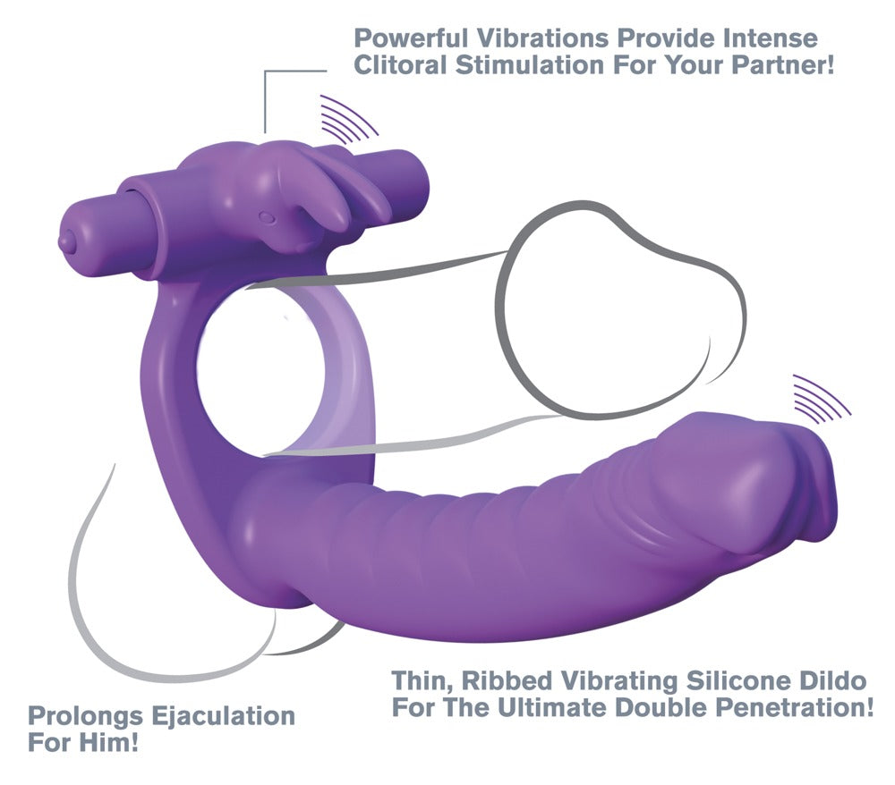 FCR Silicone Double Penetrator - Anillo Vibrador de Pareja con Estimulador