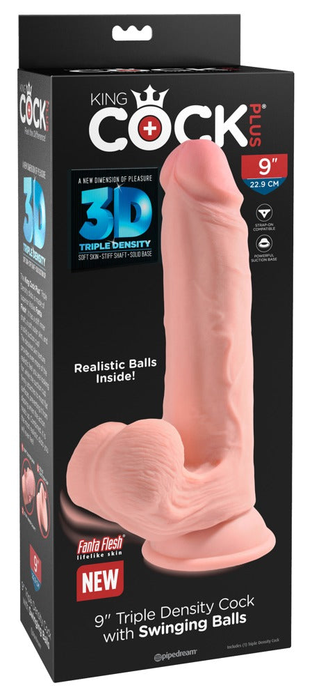 King Cock Plus 9in. Dildo Realista con Bolas Móviles