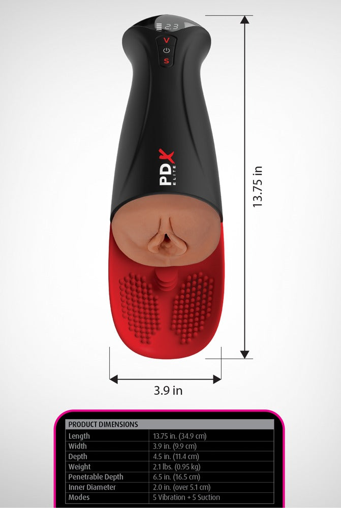 PDXE Fuck-O-Matic Pro XL Brown - Masturbador con Vibración y Succión